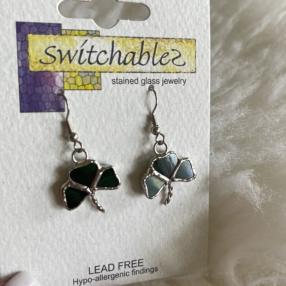 Shamrock ☘️ Earrings Stained glass St Patrick’s Day jewelry new - Picture 7 of 10